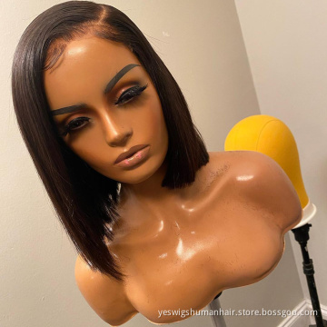 Straight Bob Wig Human Hair Hd Full Lace Front Wig For Black Women Cheap Raw Indian Virgin Human Hair Lace Frontal Wig Vendor